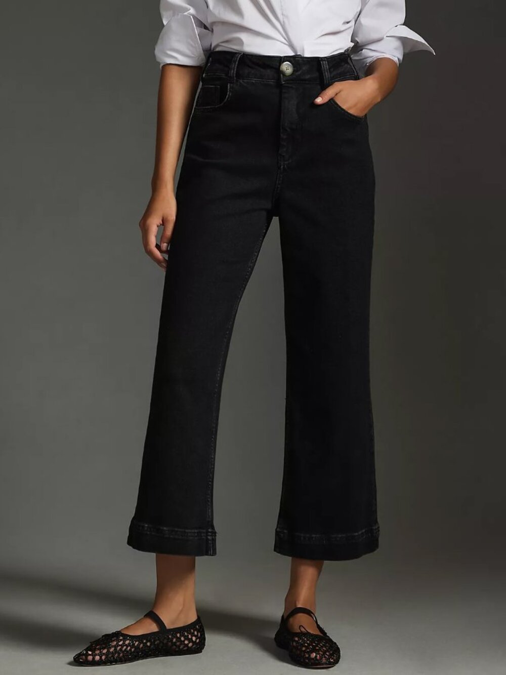 Pilcro The Skipper High Rise Crop Wide Leg Jeans Black Size 26